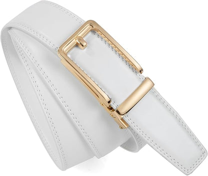 Founders & C Men's Leather Ratchet Comfort Click Belt Dress with Slide Buckle -Adjustable Trim to Fit