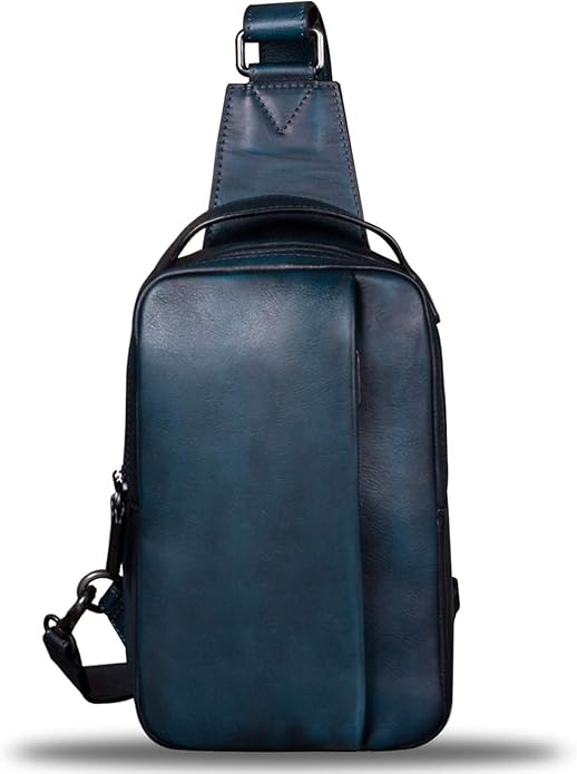 Genuine Leather Sling Bag for Men and Women Vintage Real Leather Sling Backpack Shoulder Crossbody Bags Chest Purse