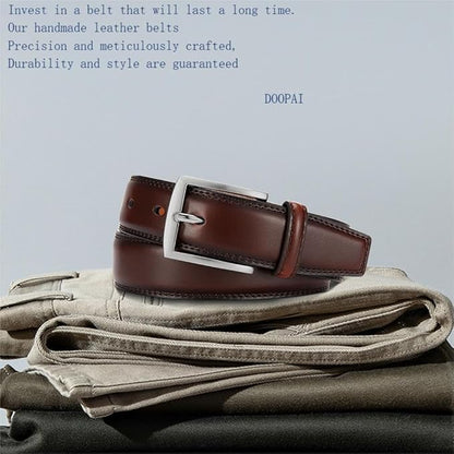 DOOPAI Mens Dress Belt - Genuine Leather Dress Belts For Men,Casual Suit Jeans Belt-Single Prong Buckle black belt