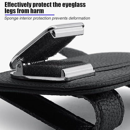 Zpana Car Sun Visor Organizer, Leather Vehicle Storage Glasses Pocket Ticket Clip, Automotive Interior Sunglasses Cards Pouch Case Bag Holder Accessories, Universal for SUV, Sedan, Truck (Gray)