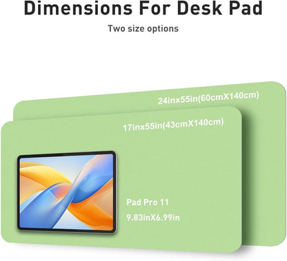 Aothia Faux Leather Desk Mat - Non-Slip PU Leather Desk Blotter, Waterproof Writing Surface, Large Desk Pad for Office & Home (Foam Green, 55" x 17")