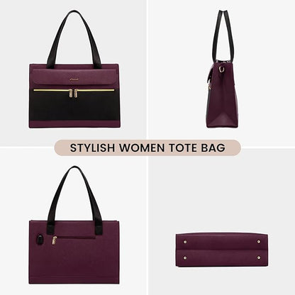 LOVEVOOK Laptop Bag for Women 17.3 Inch Laptop Tote Work Bags Professional Leather Computer Briefcase Waterproof Handbag Shoulder Large Capacity Business Teacher Office Crossbody Purse