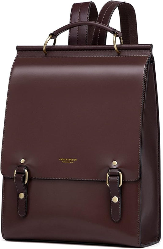 Cnoles Leather Backpack Purse For Women Fashion Ladies Vintage Bags Casual College Travel Backpacks Large bag Brown