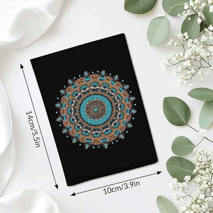 Mandala Passport Holder for Travel Abstract Ornate Filigree Scroll PU Leather Passport Cover Wallet Cute Passport Card Holder for Women and Men
