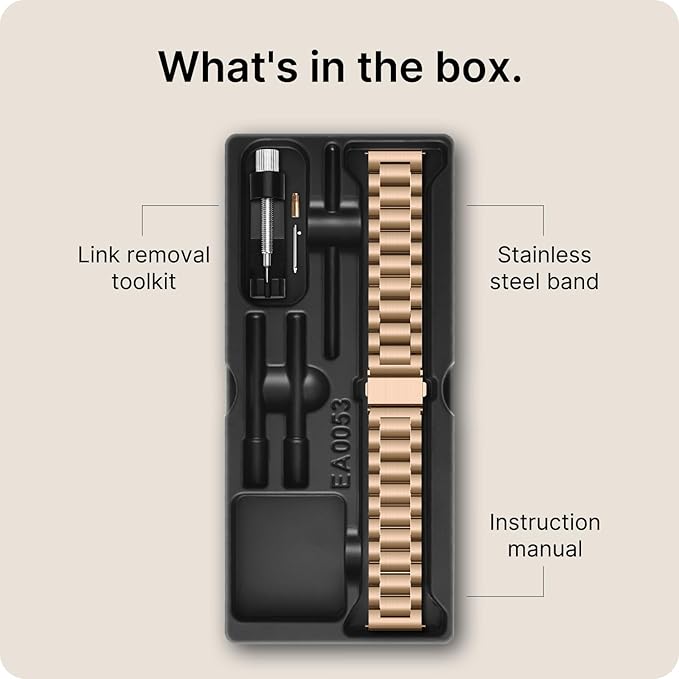 Fullmosa 22mm Stainless Steel Watch Band, Quick Release Metal Replacement Strap with Removable Links, Includes Spring Bars & Link Removal Tool for Men Women (Rose Gold)