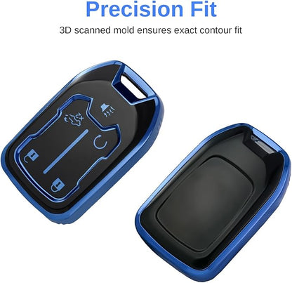 for GMC Key Fob Cover - TPU Key Shell Case Protector Compatible with Chevy Silverado and GMC Sierra 1500 2500HD 3500HD 5 Buttons Smart Remote Key, Blue