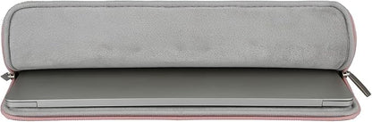 RAINYEAR 14 Inch Laptop Sleeve Soft PU Leather Case Protective Water Resistant Zipper Cover Carrying Bag Compatible with 14" Notebook Computer Chromebook, 14 MacBook Pro/Max(Pink)