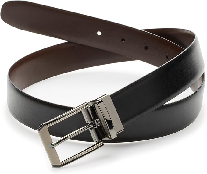 Perry Ellis Men's Portfolio Love Triangle Reversible Leather Dress Belt