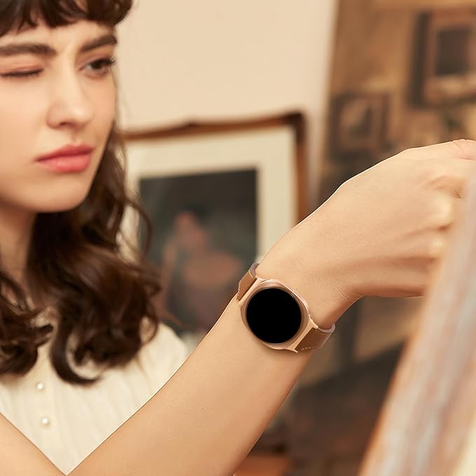 GEAK Slim Leather Band Compatible with Samsung Galaxy Watch 8 40mm 44mm/Watch 8 Classic 46mm, No Gap Adjustable Genuine Leather Replacement Dressy Strap for Samsung Watch 8 Bands Women