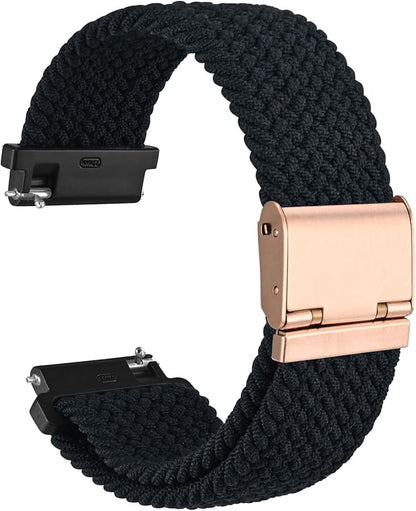WOCCI 18mm Braided Nylon Watch Band for Men and Women, Quick Release, Rosegold Stainless Steel Buckle (Black)