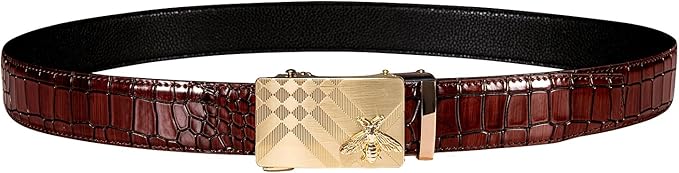 Dubulle Men's Ratchet Belt Gold/Black/Red/Green/Blue/White Automatic Buckle Business Casual Belt Gift - Adjustable Fit
