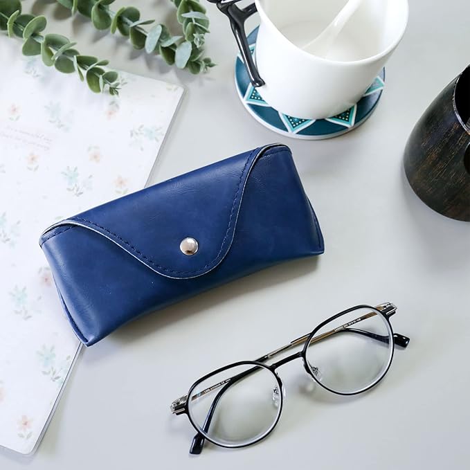 LogHog Portable Leather Glasses Case,Flexible Sunglasses Pouch Slim Case for Women Men Horizontal Eyeglass Case