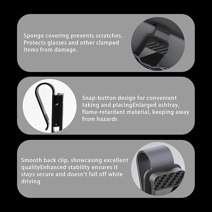 Car Visor Organizer, ABS Sunglasses Holder Clip with Document & Card Pockets, Multi-Pocket Sun Visor Storage for Truck SUV Van (Black)