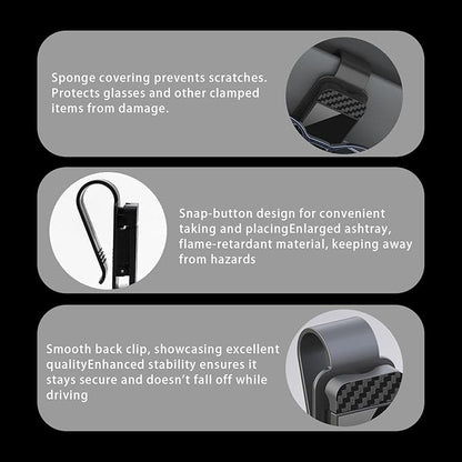 Car Visor Organizer, ABS Sunglasses Holder Clip with Document & Card Pockets, Multi-Pocket Sun Visor Storage for Truck SUV Van (Black)