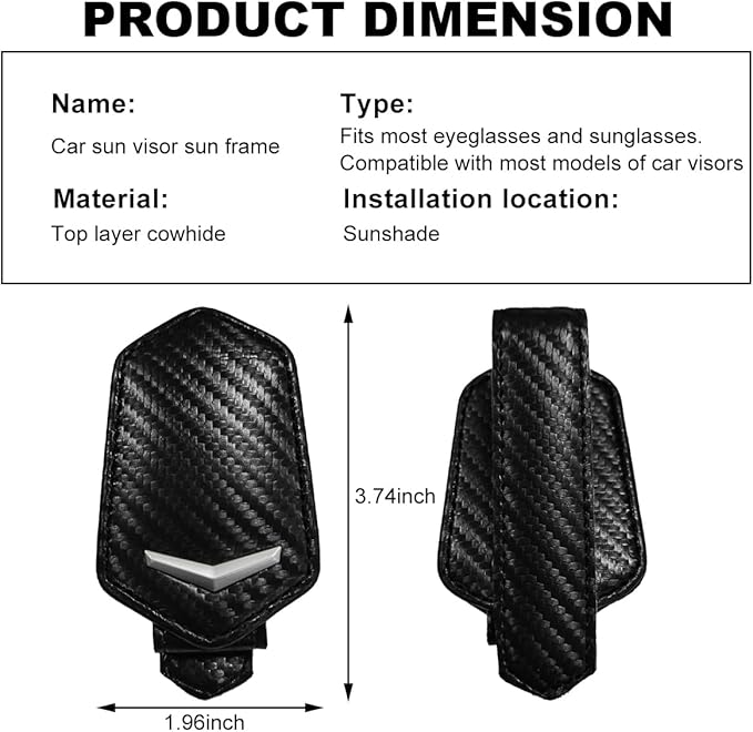 KVAEY Sunglasses Holders for Car Sun Visor, Magnetic Auto Visor Eyeglasses Holder Ticket Card Clip, Multifunctional Leather Sun Visor Glasses Hanger Mount Clip, Car Accessories (Carbon Fiber)