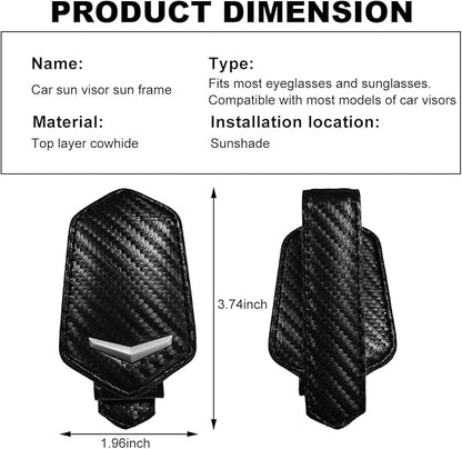 KVAEY Sunglasses Holders for Car Sun Visor, Magnetic Auto Visor Eyeglasses Holder Ticket Card Clip, Multifunctional Leather Sun Visor Glasses Hanger Mount Clip, Car Accessories (Carbon Fiber)