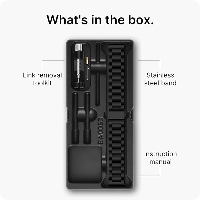 Fullmosa 16mm Stainless Steel Watch Band, Quick Release Metal Replacement Strap with Removable Links, Includes Spring Bars & Link Removal Tool for Men Women (Black)