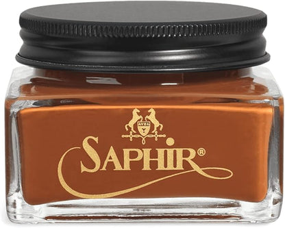 Saphir Medaille d'Or Pommadier Cream 75ml – Natural Cream Leather Shoe Polish, Leather Conditioner for Boots, Handbags