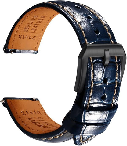 REZERO Leather Watch Bands for Men, Quick Release Watch Straps, Luxury Italian Alligator Grain Embossed Band Replacements 19mm 20mm 21mm 22mm