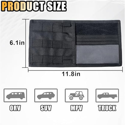 Car Molle Visor Panel Organizer, Car Sun Visor Organizer Tactical Storage Holder Pouch, Nylon Sunshade Pocket with Velcro Strap for Pen Card Sunglass, Visor Accessories for Car SUV Truck