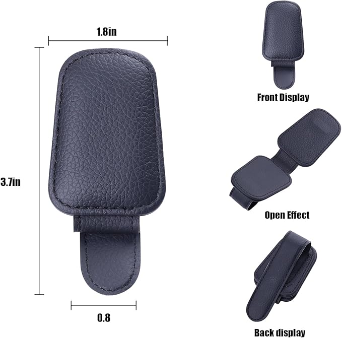 Car Visor Sunglasses Holders,2 Pcs (Black and Beige)