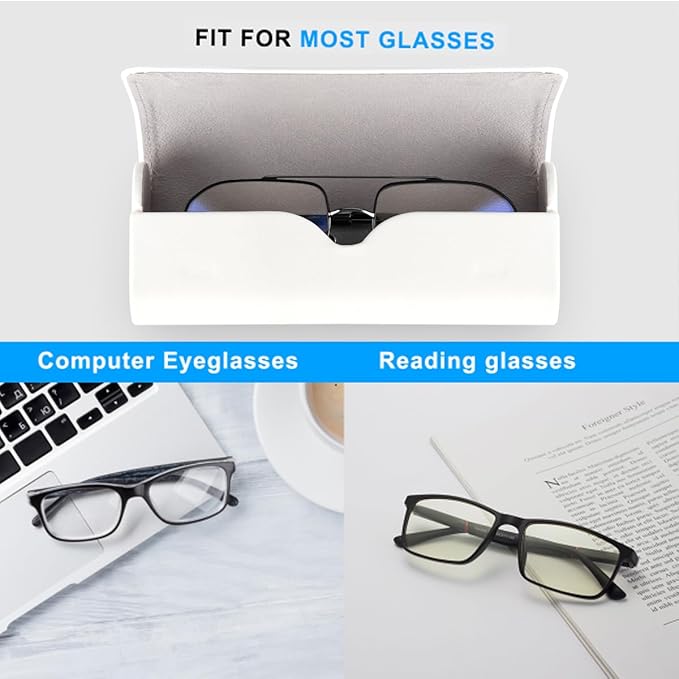 RayLove Glasses Case Hard Shell, Travel Sunglasses Case, Leather Hard Eyeglass Case for Women, Reading Glasses Case for Men