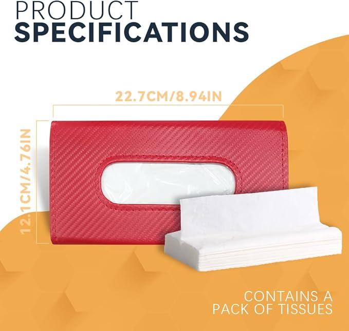ASUBHA Car Tissue Holder, Sun Visor Organizer, Rectangular Sun Visor Napkin, Visor Accessories Car Napkin Holder Universal for Cars, SUVs, Trucks (red)