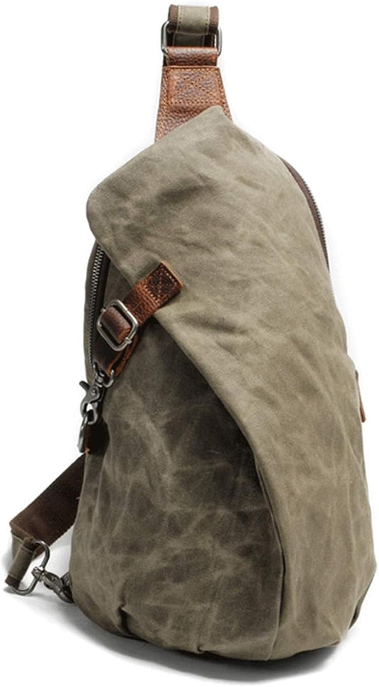 Men's Sling Backpack Waxed Canvas Crossbody Bag Casual Daypacks One_Size