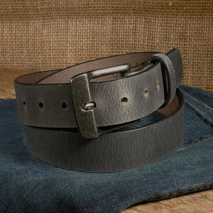 Men's Leather Belt, Made in USA, Full-Grain Leather, Casual Everyday Wear Belts, Amish Handmade 1.5" Width