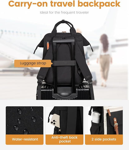 LOVEVOOK Laptop Backpack For Women, Teacher Work Computer Backpack with Laptop Compartment, Nurse Bags Business Laptop Bag Purse, Water-Resistant Travel Back pack College Backpack, 15.6 Inch, Upgraded