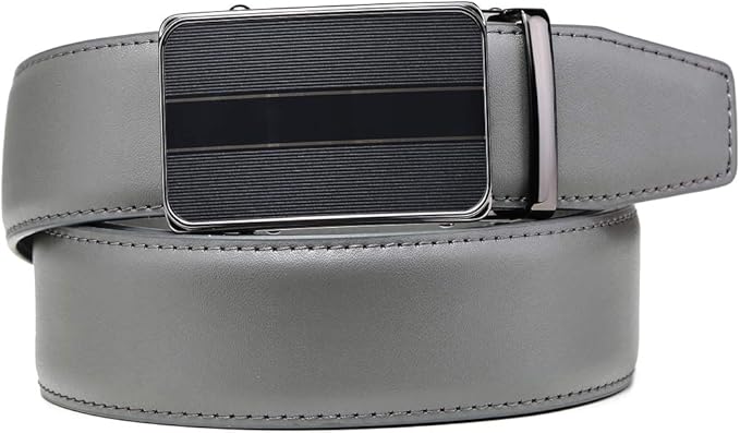 Founders & C Men's Ratchet Belt 1 3/8",Leather Dress Belt Adjustable with Click Sliding Buckle Trim to Exact Fit