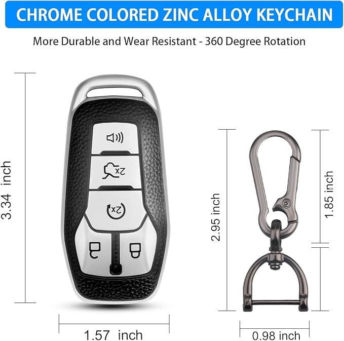 QBUC Key Fob Cover for Ford 2013-2018 Explorer F150 Lincoln MKC Fusion Mustang Edge 5 Buttons Smart Key (Silver, Series 1)