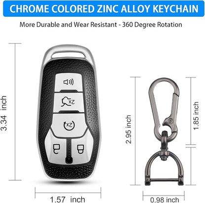 QBUC Key Fob Cover for Ford 2013-2018 Explorer F150 Lincoln MKC Fusion Mustang Edge 5 Buttons Smart Key (Silver, Series 1)