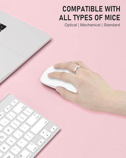 Desk Pad, 35.5" x 17" PU Leather Non-Slip Desk Mat Large Mouse Pad for Desktop, Waterproof Laptop Computer Writing Mat for Office, Home, Work, Gaming, Light Pink