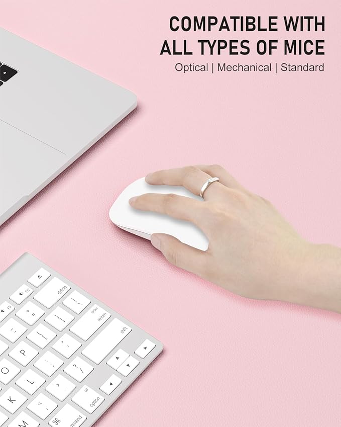 Desk Pad, 48" x 17" PU Leather Non-Slip Desk Mat Large Mouse Pad for Desktop, Waterproof Laptop Computer Writing Mat for Office, Home, Work, Gaming, Light Pink