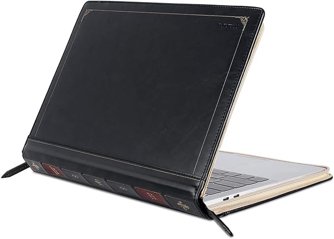 MOSISO Compatible with MacBook Pro 16 inch Case 2025-2021 M4 A3403 A3186 M3 A2991 M2 A2780 M1 A2485/2019 2020 A2141,PU Leather Laptop Sleeve Vintage Retro Zippered Portfolio Protective Cover,Black