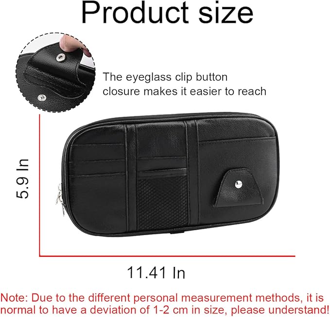 Car Sun Visor Organizer, Sunglass Holder and Storage Pocket, Card Cash Pouch with Multi-Pocket Net Zipper, Case Bag for License Pen Key, Auto Interior Accessories for Truck, SUV, Van (Gray)