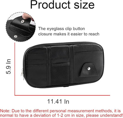 Car Sun Visor Organizer, Sunglass Holder and Storage Pocket, Card Cash Pouch with Multi-Pocket Net Zipper, Case Bag for License Pen Key, Auto Interior Accessories for Truck, SUV, Van (Gray)