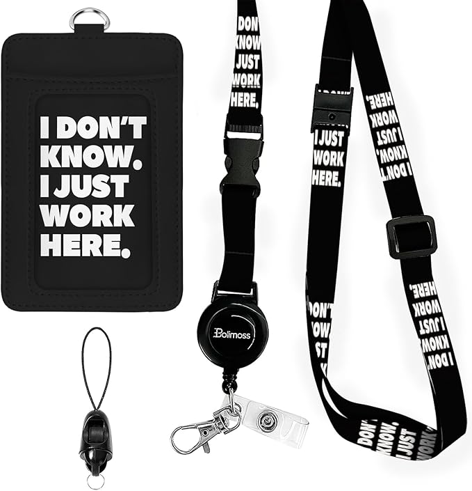 bolimoss Funny Lanyards for ID Badges,PU Leather Badge Holders with Detachable Neck Lanyard Strap, Adjustable Retractable Badge Reels with Metal Swivel Clasp, Teacher Nurse Student Work Office Gifts