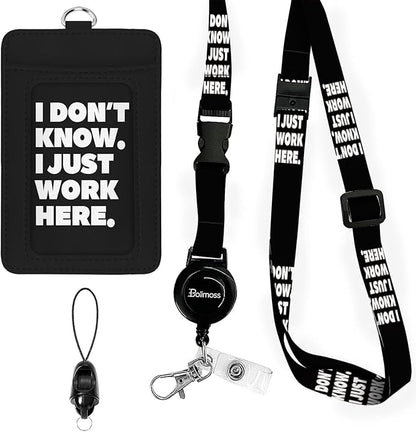 bolimoss Funny Lanyards for ID Badges,PU Leather Badge Holders with Detachable Neck Lanyard Strap, Adjustable Retractable Badge Reels with Metal Swivel Clasp, Teacher Nurse Student Work Office Gifts