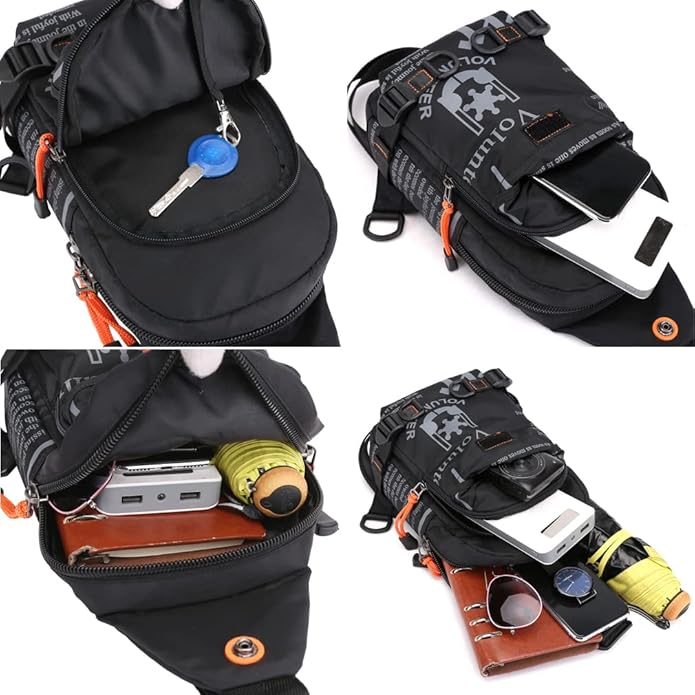 Hebetag Leather Sling Bag Crossbody Backpack for Men Women Travel Outdoor Camping