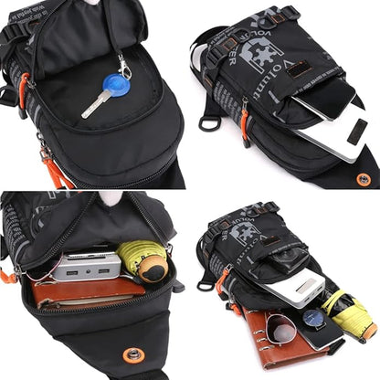 Hebetag Leather Sling Bag Crossbody Backpack for Men Women Travel Outdoor Camping
