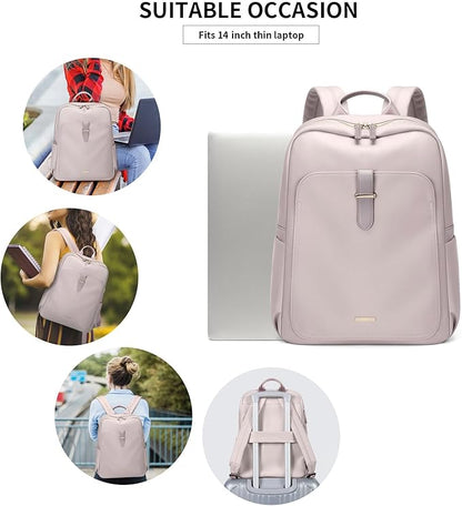 Laptop Backpack for Women,Carry on Travel Backpack Casual Work Business Backpacks Purse College,14 Inch,Light pink