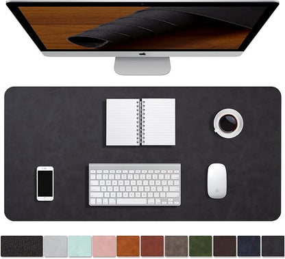 Distressed Leather Desk Mat - Non-Slip PU Leather Desk Pad Protector - Large Waterproof Mouse Pad Computer Keyboard Desk Mat Desk Accessories for Office & Home (Black, 31.5"x 15.7")
