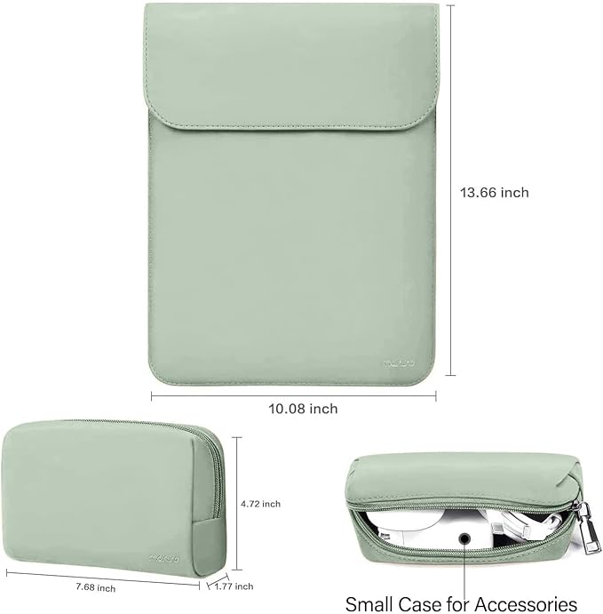MOSISO Laptop Case 13.3 inch, 13-13.3 inch Laptop Sleeve Compatible with MacBook Neo 13 A18 Pro A3404 /Air 13/Pro 13/Pro 14 M5 M4 M3 M2 M1, Faux Suede Leather Case with Small Bag, Mint Green
