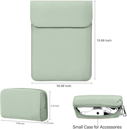 MOSISO Laptop Case 13.3 inch, 13-13.3 inch Laptop Sleeve Compatible with MacBook Neo 13 A18 Pro A3404 /Air 13/Pro 13/Pro 14 M5 M4 M3 M2 M1, Faux Suede Leather Case with Small Bag, Mint Green
