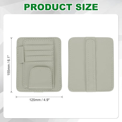 PATIKIL 1 Pcs Car Sun Visor Organizer, 6.1 x 4.9 Inch PU Leather Vehicle Storage Pouch Holder for Sunglasses Card Pen Driver License Car Accessories, Gray