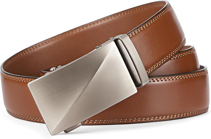 BOSTANTEN Mens Belt Leather Ratchet Belt For Men Dress and Casual with Adjustable Buckle, Trim to Fit