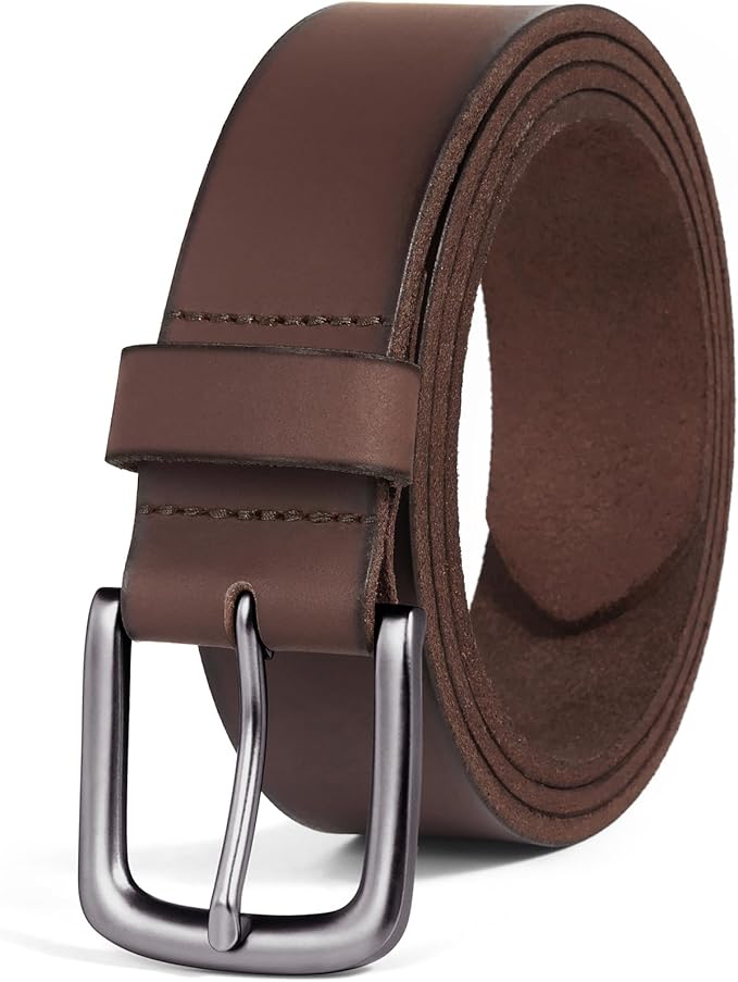 VATAN Men's Full Grain Leather Casual Every Day Jeans Belts, Handmade Men Leather Belt with Gift Box