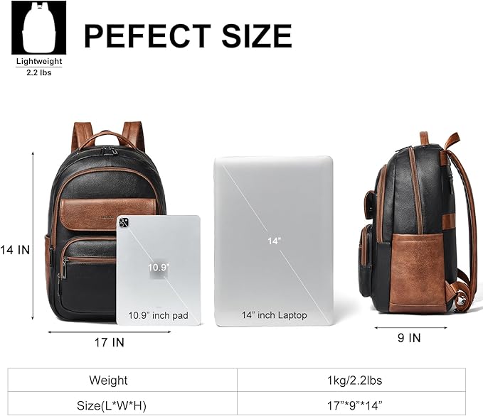 Leresas 37L Backpack Purse for Women Mens for Work Travel Back Pack Vegan Leather Business Teacher Book Bag Fashion Computer Daypack Back Pack Brown Black